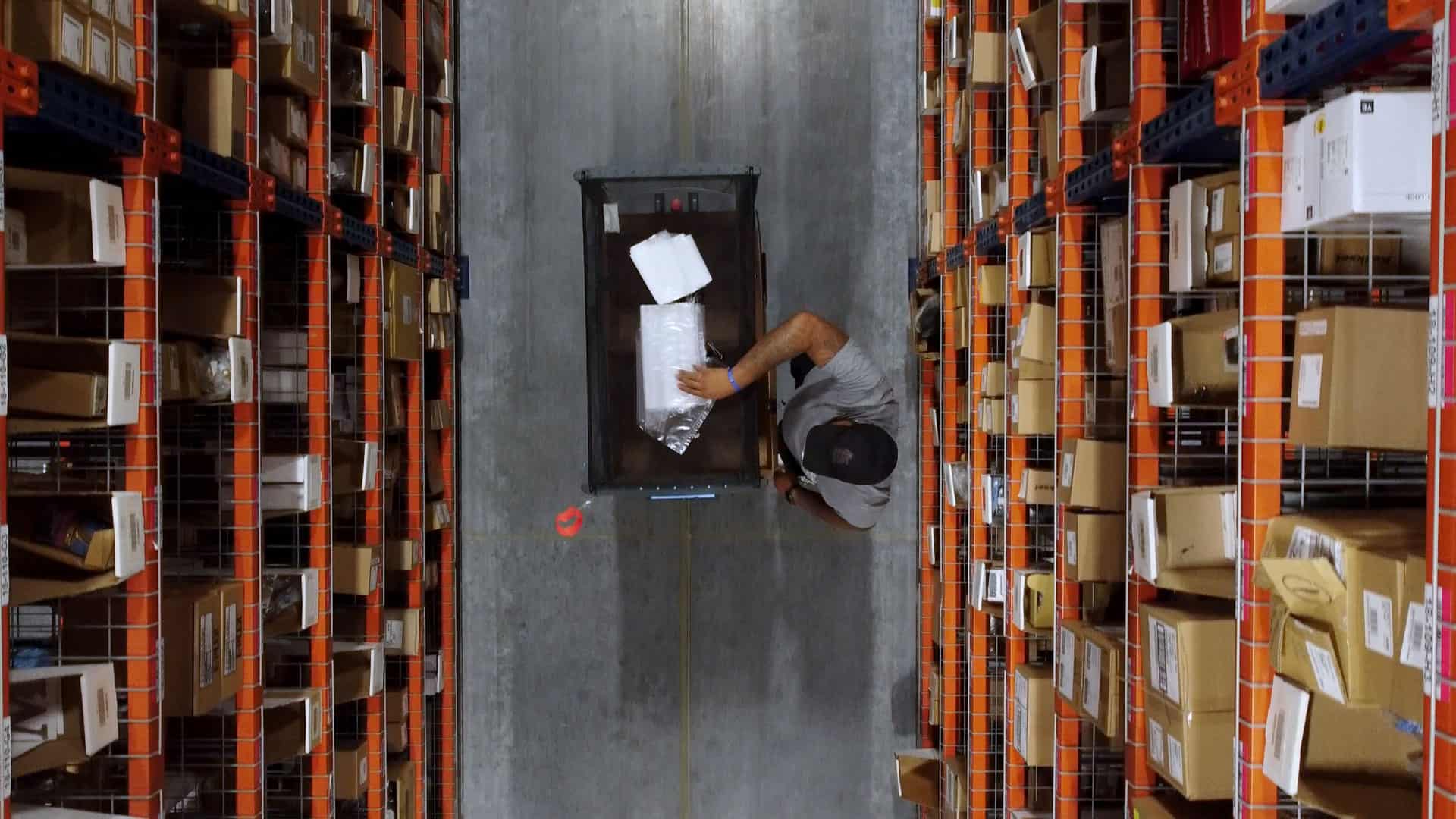 An overhead shot of a Top Notch associate picking to Chuck